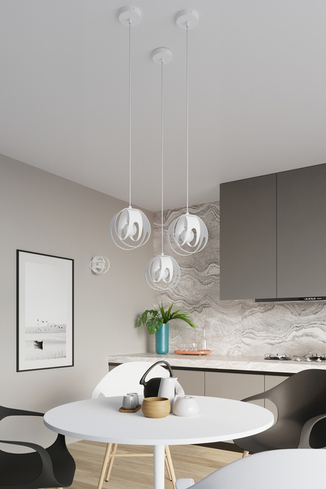 Plafond TULOS vit + 1x LED-lampa E27 3000K varm 7,5W 620lm