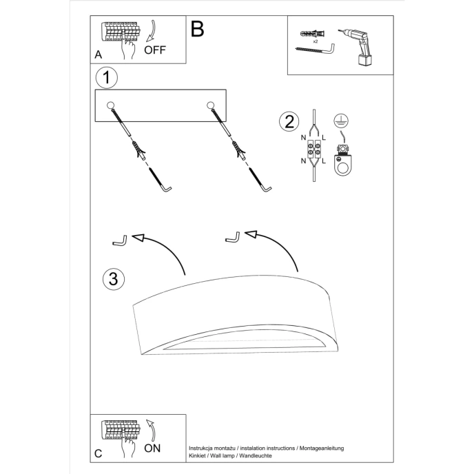 Vägglampa ATENA betong