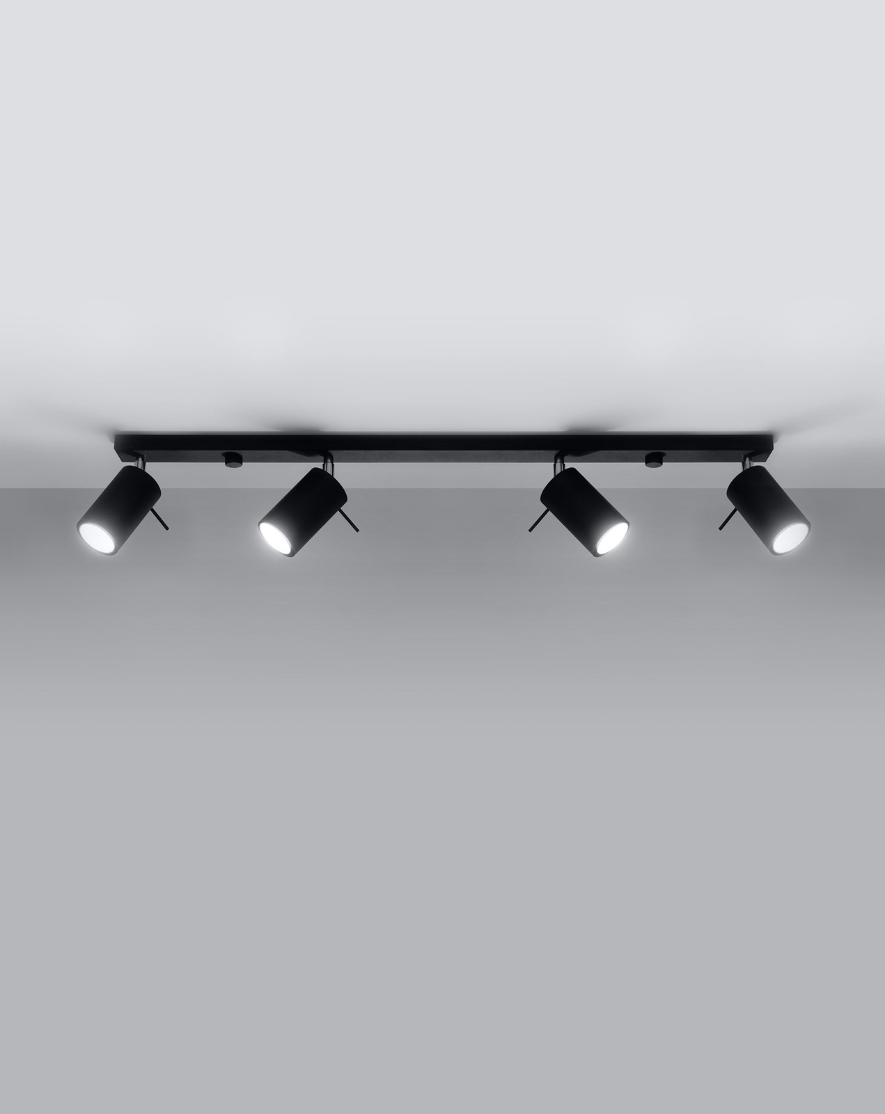 Plafond RING 4L svart + 4x LED-lampa GU-10 4000K kall 7W 630lm