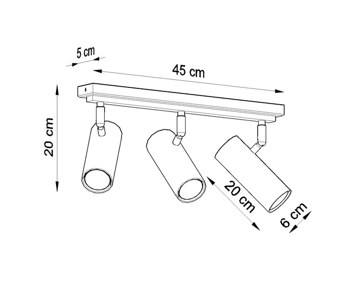 Plafond DIREZIONE 3 vit + 3x LED-lampa GU-10 3000K varm 7W 620lm