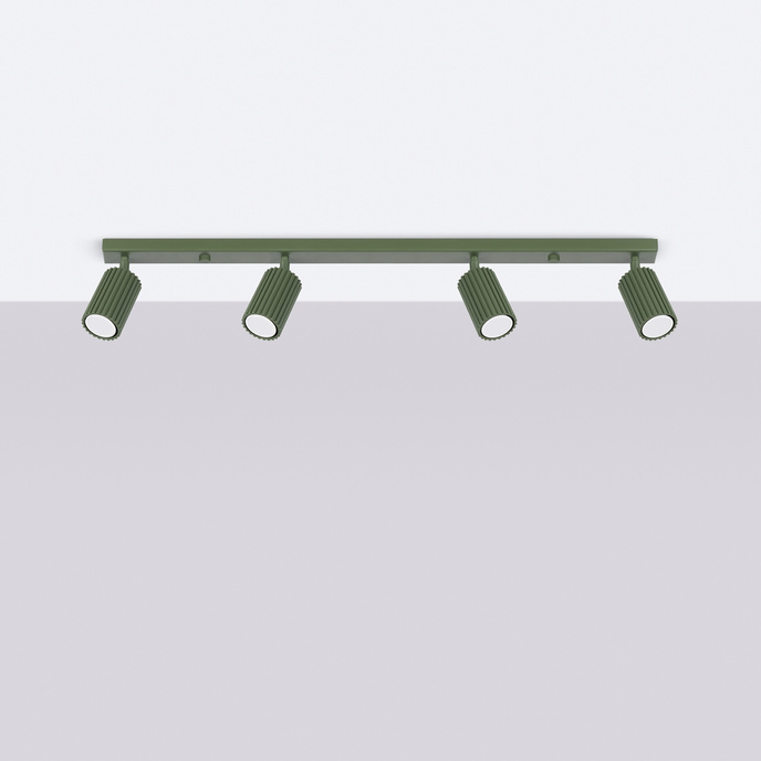 Plafond KARBON 4L olivgrön + 4x LED-lampa GU-10 3000K varm 7W 510lm