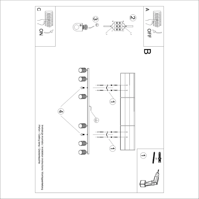 Taklampa KARBON 6L guld