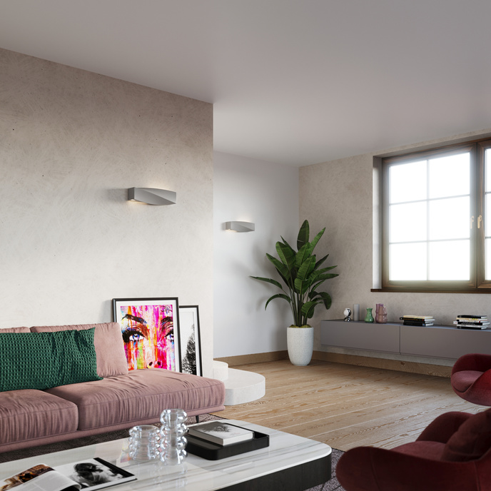 Keramisk vägglampa SIGMA grå + 1x LED-lampa E27 3000K varm 7,5W 620lm