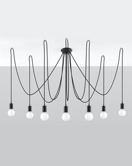 Pendellampa EDISON 7 svart + 7x LED-lampa E27 4000K Cold 7,5W 650lm