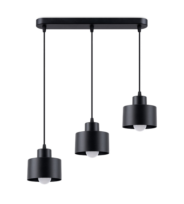 SAVAR 3 pendellampor svart + 3x LED-lampa E27 4000K Cold 7,5W 690lm