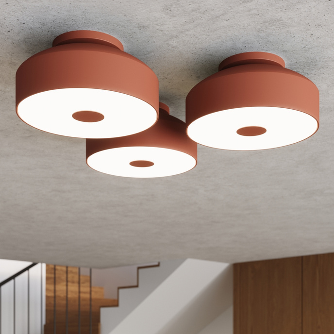 Plafond OMIQ ockraröd + 4X LED-lampa E27 4000K Kall 7,5W 690lm