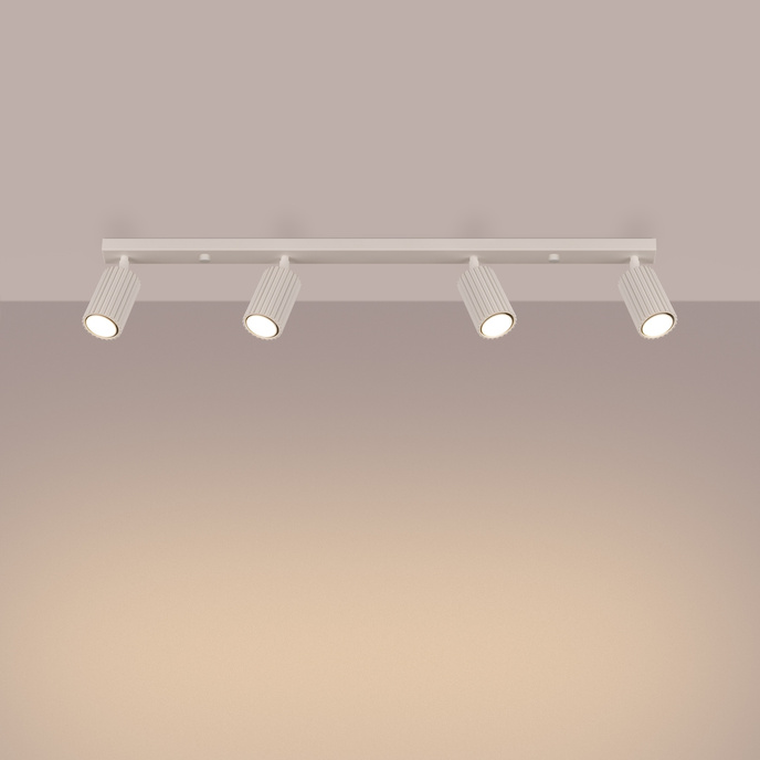 Plafond KARBON 4L beige + 4x LED-lampa GU-10 4000K Kall 7W 530lm