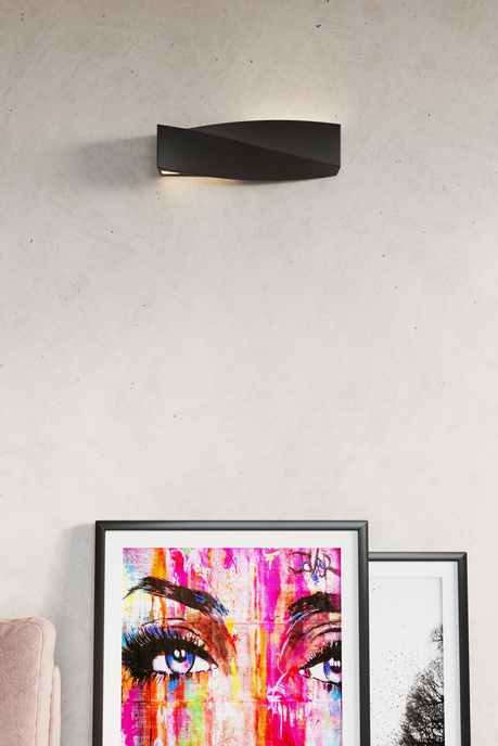 Keramisk vägglampa SIGMA svart + 1x LED-lampa E27 3000K varm 7,5W 620lm