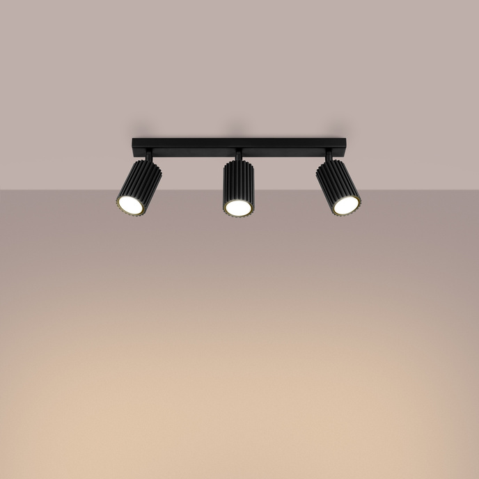 Plafond KARBON 3L svart + 3x LED-lampa GU-10 4000K Kall 7W 530lm