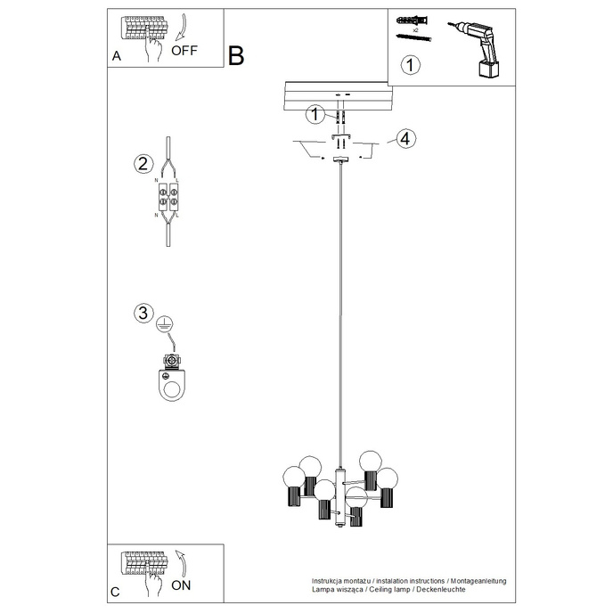 Ljuskrona HALO 6 svart