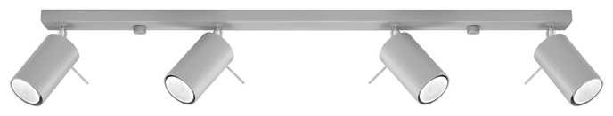 Plafond RING 4L Grå + 4x LED-lampa GU-10 3000K Varm 7W 620lm