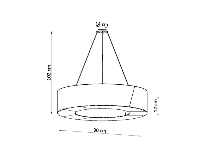 Ljuskrona SATURNO SLIM 90 vit + 8x LED-lampa E27 4000K Kall 7,5W 650lm
