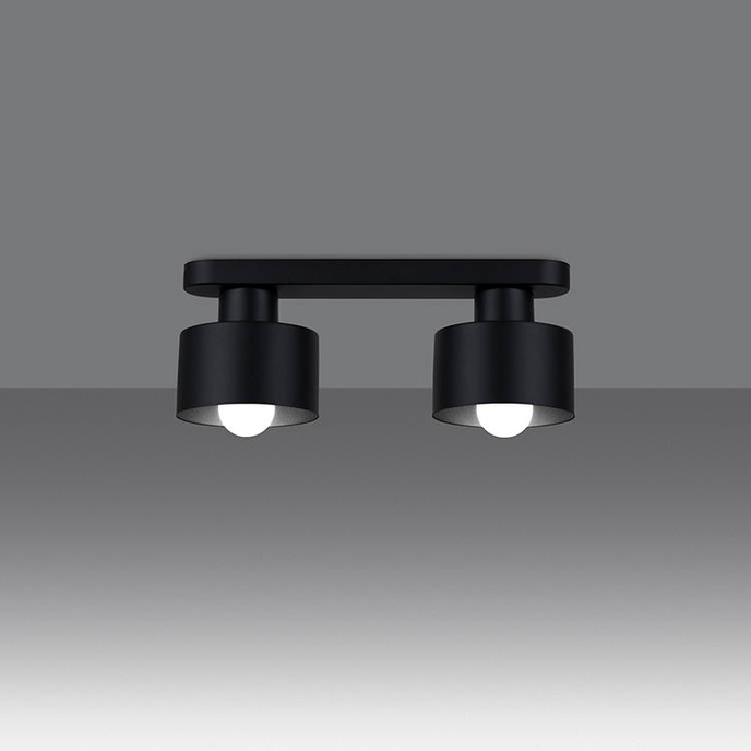 Plafond SAVAR 2 svart + 2x LED-lampa E27 4000K Kall 7,5W 690lm