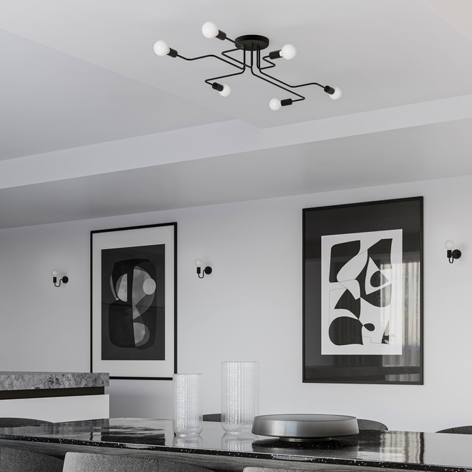 Vägglampa VECTOR svart 1x LED-lampa E27 3000K varm 7,5W 620lm