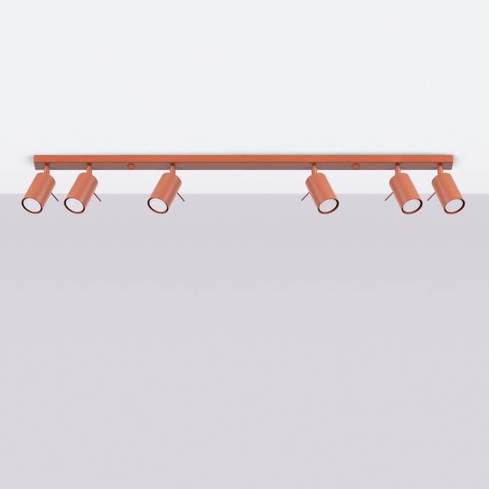 Plafond RING 6L ockraröd + 6x LED-lampa GU-10 3000K varm 7W 510lm