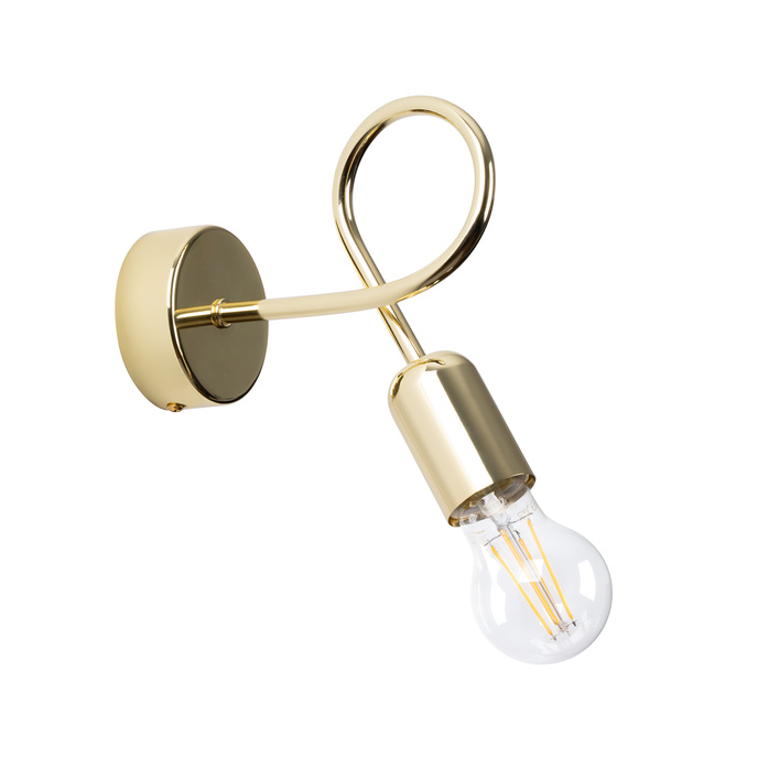 Vägglampa SUPEŁ glänsande guld + 1X LED-lampa E27 3000K 7W 760lm