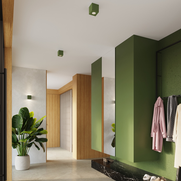 Vägglampa QUAD betong olivgrön