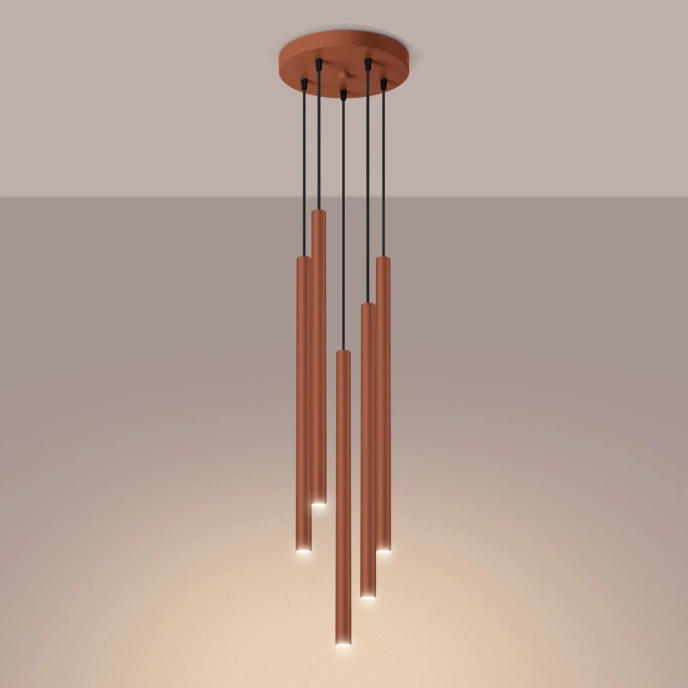 Taklampa PASTELO 5P röd ockra