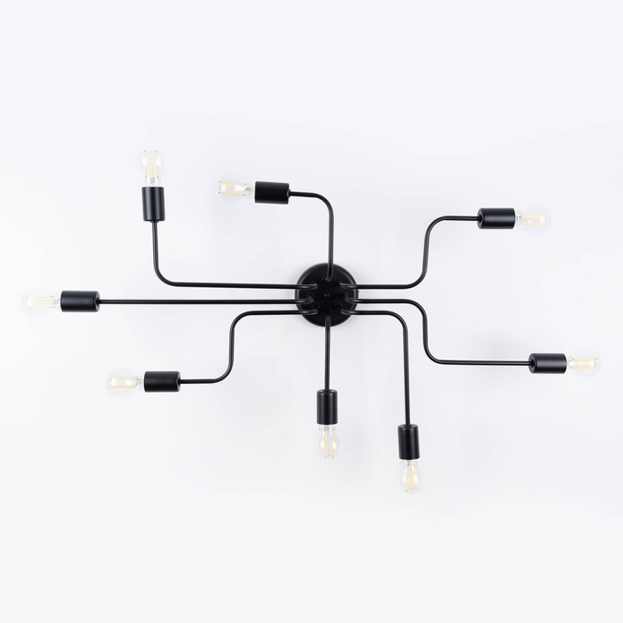 Ljuskrona VECTOR 8 svart + 8X LED-lampa E27 3000K 7W 760lm