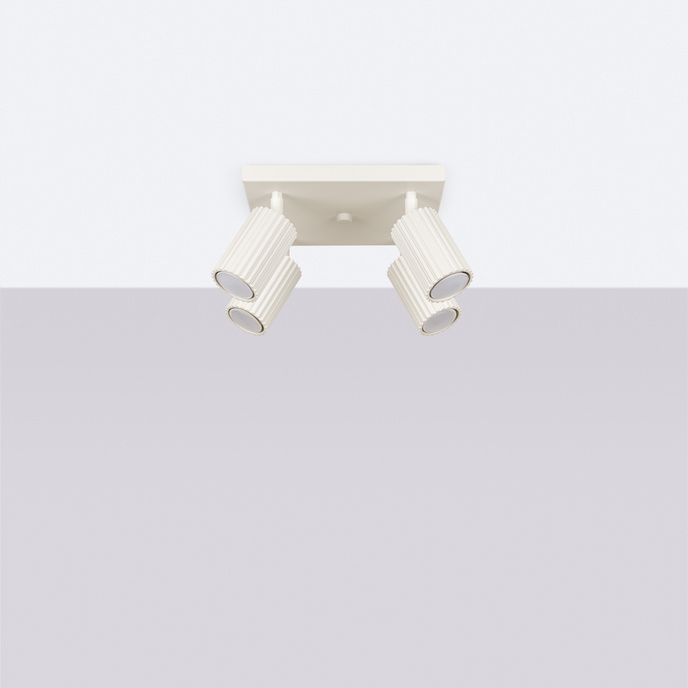 Plafond KARBON 4 beige + 4x LED-lampa GU-10 3000K varm 7W 510lm