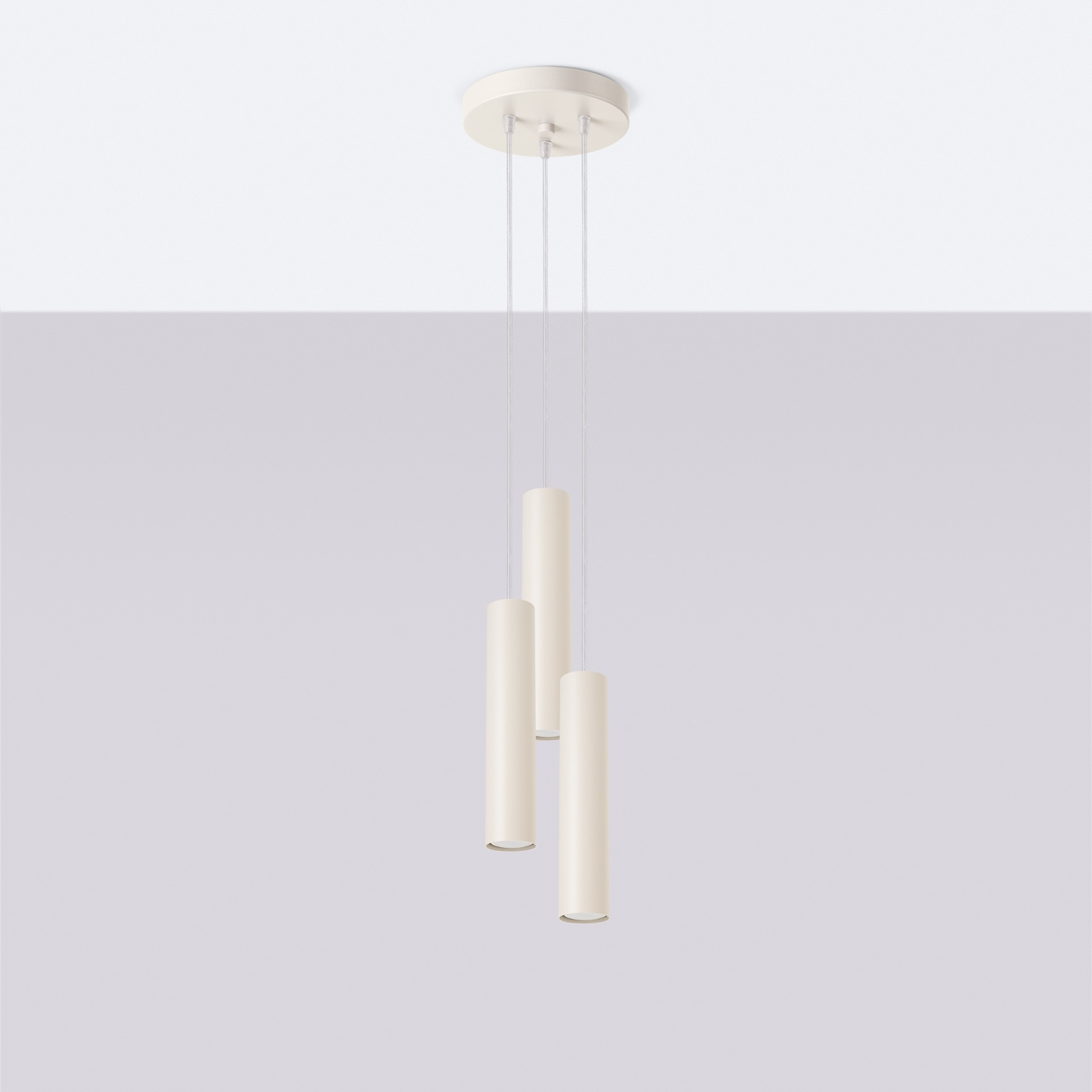 LAGOS 3P beige taklampa + 3x GU-10 4000K kall 7W 530lm LED-lampa