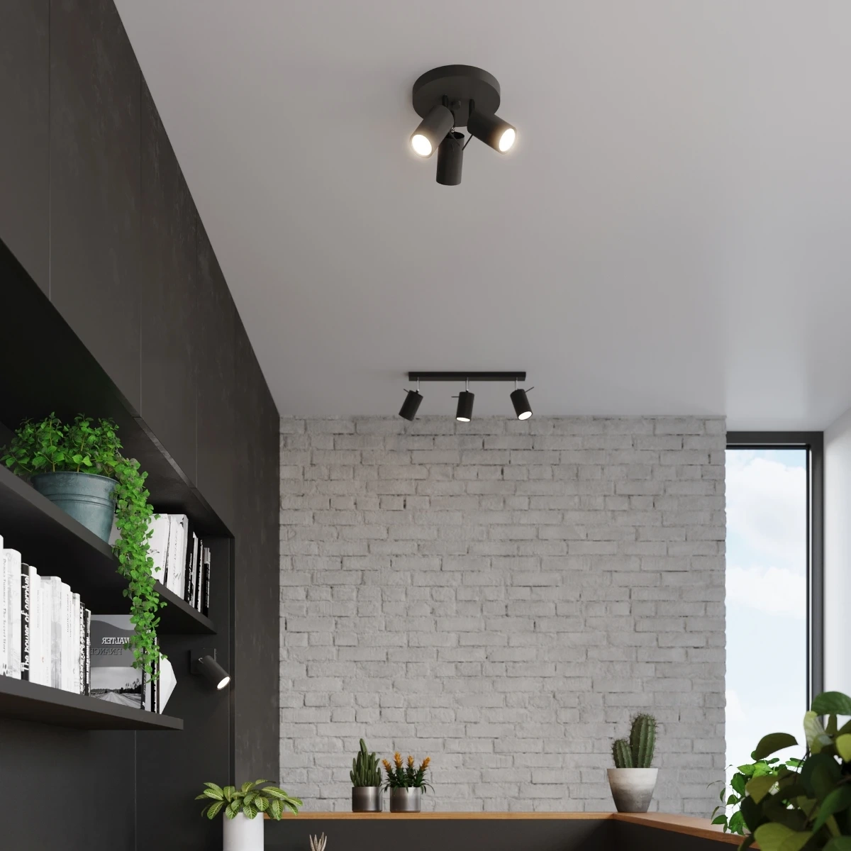 Taklampa RING 3P svart