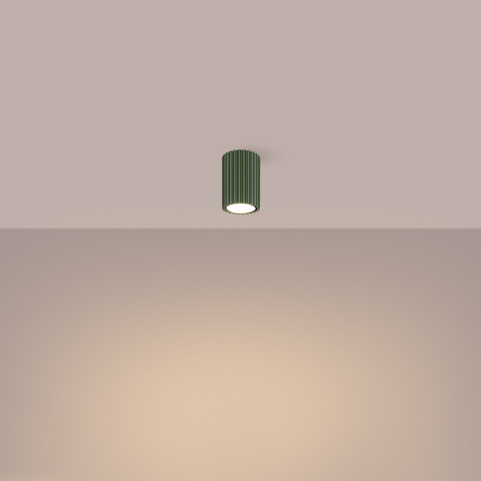 Plafond KARBON 10 olivgrön + 1x LED-lampa GU-10 3000K varm 7W 510lm