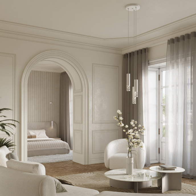 Taklampa LIRO 1 vit + 1X LED-lampa GU-10 3000K varm 7W 510lm