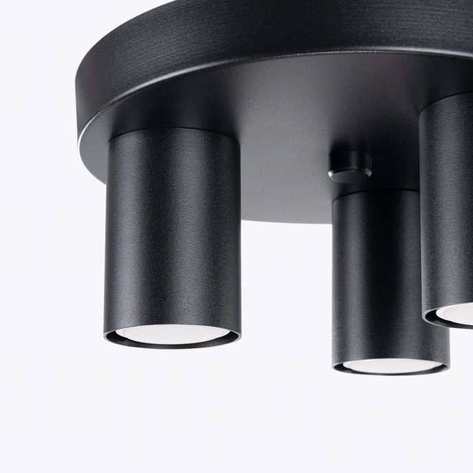 Plafond LAGOS 3P svart + 3x LED-lampa GU-10 3000K varm 7W 510lm