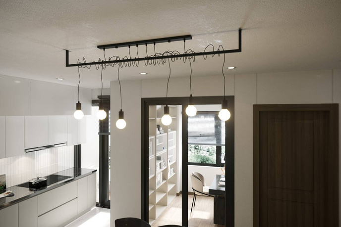 Ljuskrona SALAMANCA 4 svart + 4x LED-lampa E27 3000K varm 7,5W 620lm