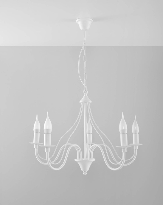 Ljuskrona MINERWA 5 vit + 5x LED-lampa E14 4000K Kall 7,5W 650lm