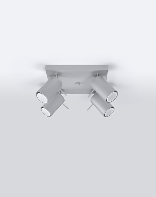 Plafond RING 4 Grå + 4x LED-lampa GU-10 3000K Varm 7W 620lm