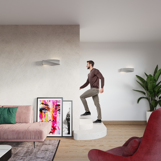 Keramisk vägglampa SIGMA grå + 1x LED-lampa E27 4000K Cold 7,5W 650lm