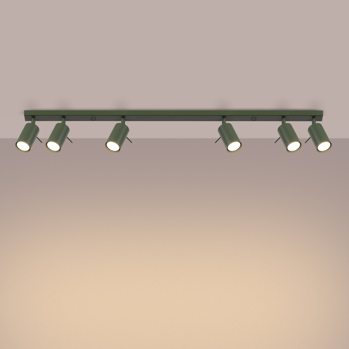 Plafond RING 6L olivgrön + 6x LED-lampa GU-10 3000K varm 7W 510lm
