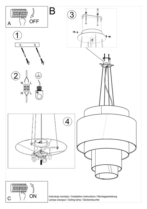 Ljuskrona REFLEXION 80 vit + 7x LED-lampa E27 3000K varm 7,5W 620lm