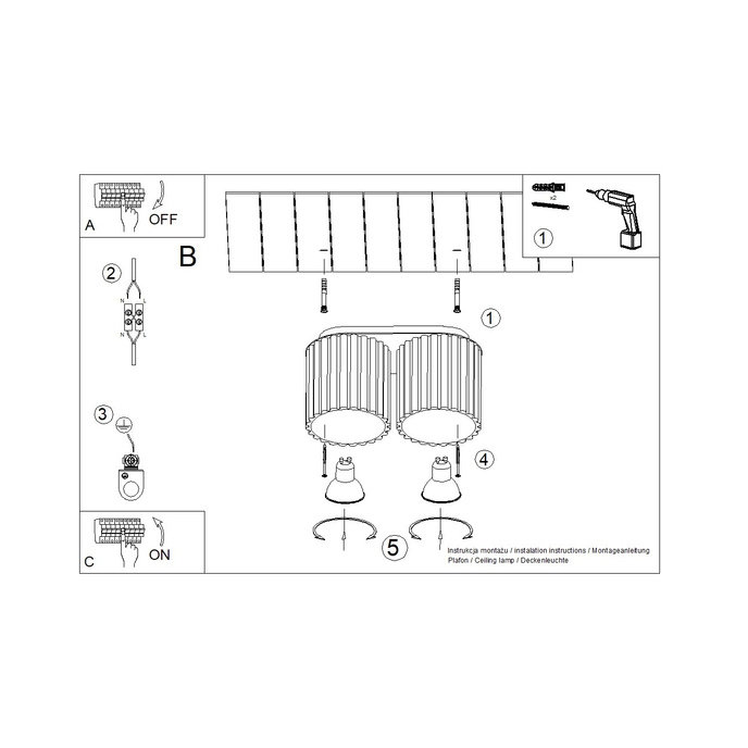 Taklampa AURA 2 beige GU10
