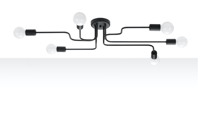 Ljuskrona VECTOR 6 svart + 6x LED-lampa E27 3000K varm 7,5W 620lm