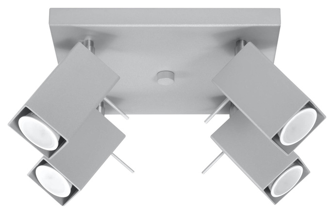 Plafond MERIDA 4 grå + 4x LED-lampa GU-10 4000K kall 7W 630lm