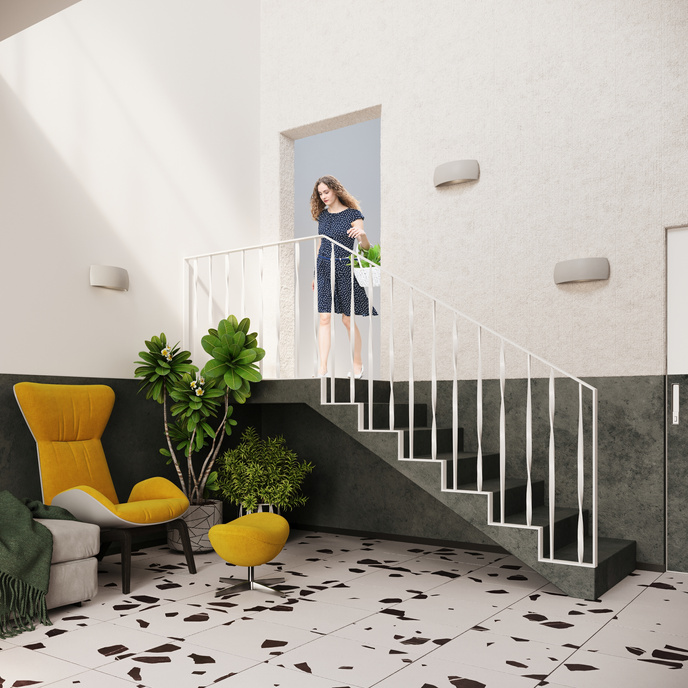 PONTIUS keramisk vägglampa grå + 1x LED-lampa G9 4000K Cold 4,5W 530lm