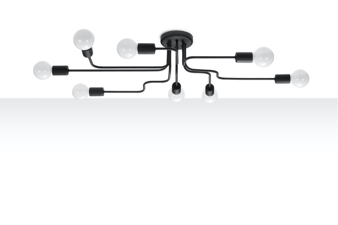 Ljuskrona VECTOR 8 svart + 8x LED-lampa E27 3000K varm 7,5W 620lm