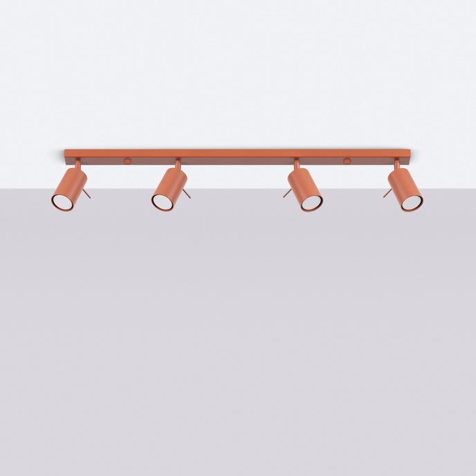 Plafond RING 4L ockraröd + 4x LED-lampa GU-10 3000K varm 7W 510lm