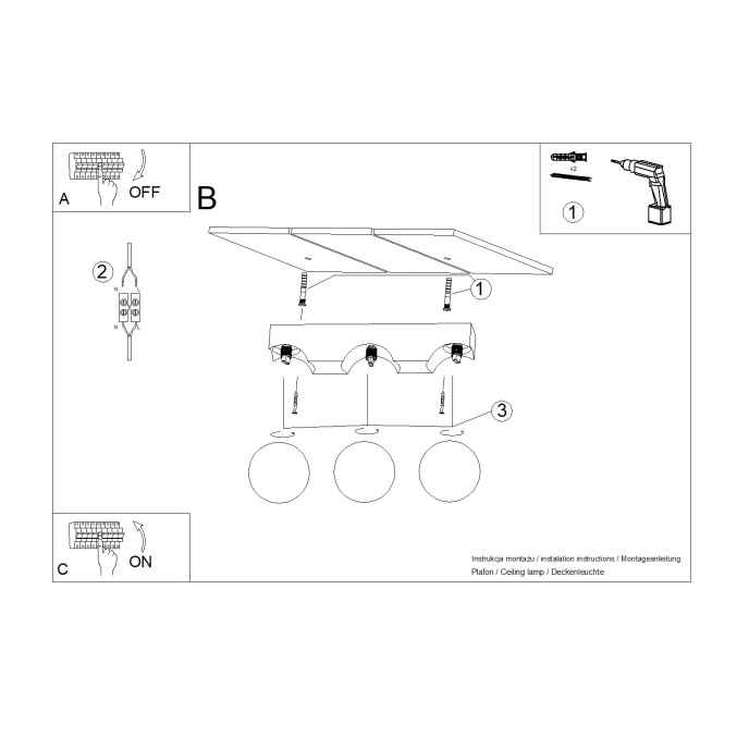 Plafond BULBO 3 naturligt trä