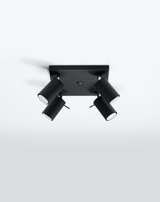 Plafond RING 4 svart+ 4x LED-lampa GU-10 3000K varm 7W 620lm