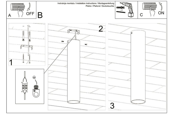 Plafond LAGOS 30 svart + 1x LED-lampa GU-10 3000K varm 7W 620lm