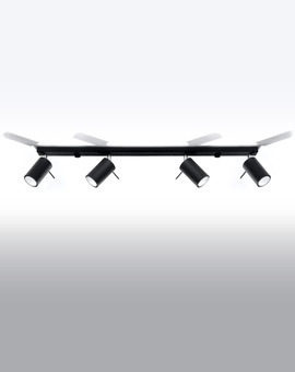 Plafond RING 4L svart + 4x LED-lampa GU-10 3000K varm 7W 620lm