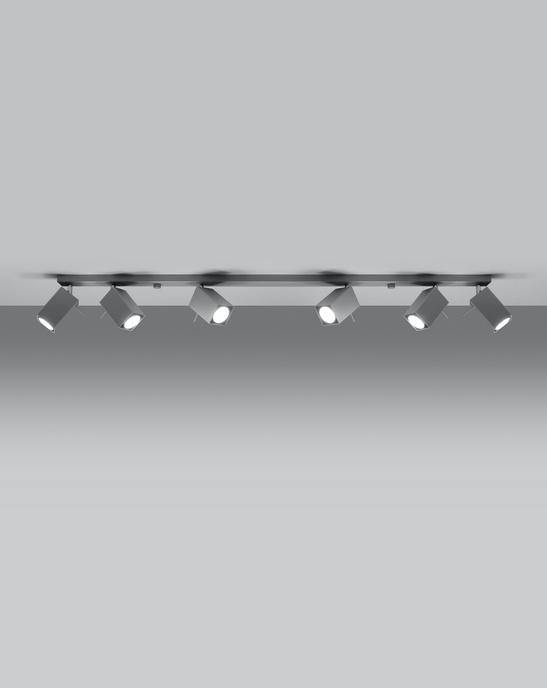 Plafond MERIDA 6L grå + 6x LED-lampa GU-10 4000K kall 7W 630lm