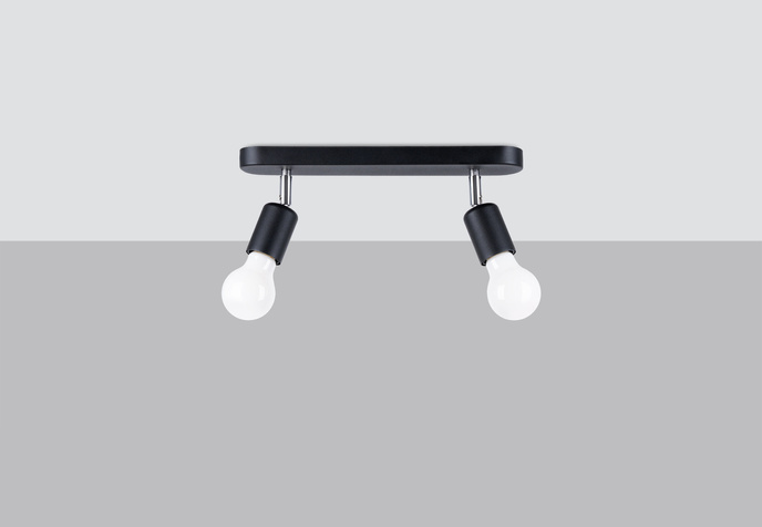 Plafond FORNES 2 svart 2x LED-lampa E27 4000K Kall 7,5W 690lm