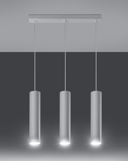 LED-pendellampa LAGOS 3 vit + 3x LED-lampa GU-10 3000K varm 7W 620lm