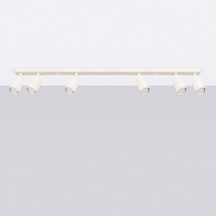 Plafond RING 6L beige + 6x LED-lampa GU-10 4000K Kall 7W 530lm