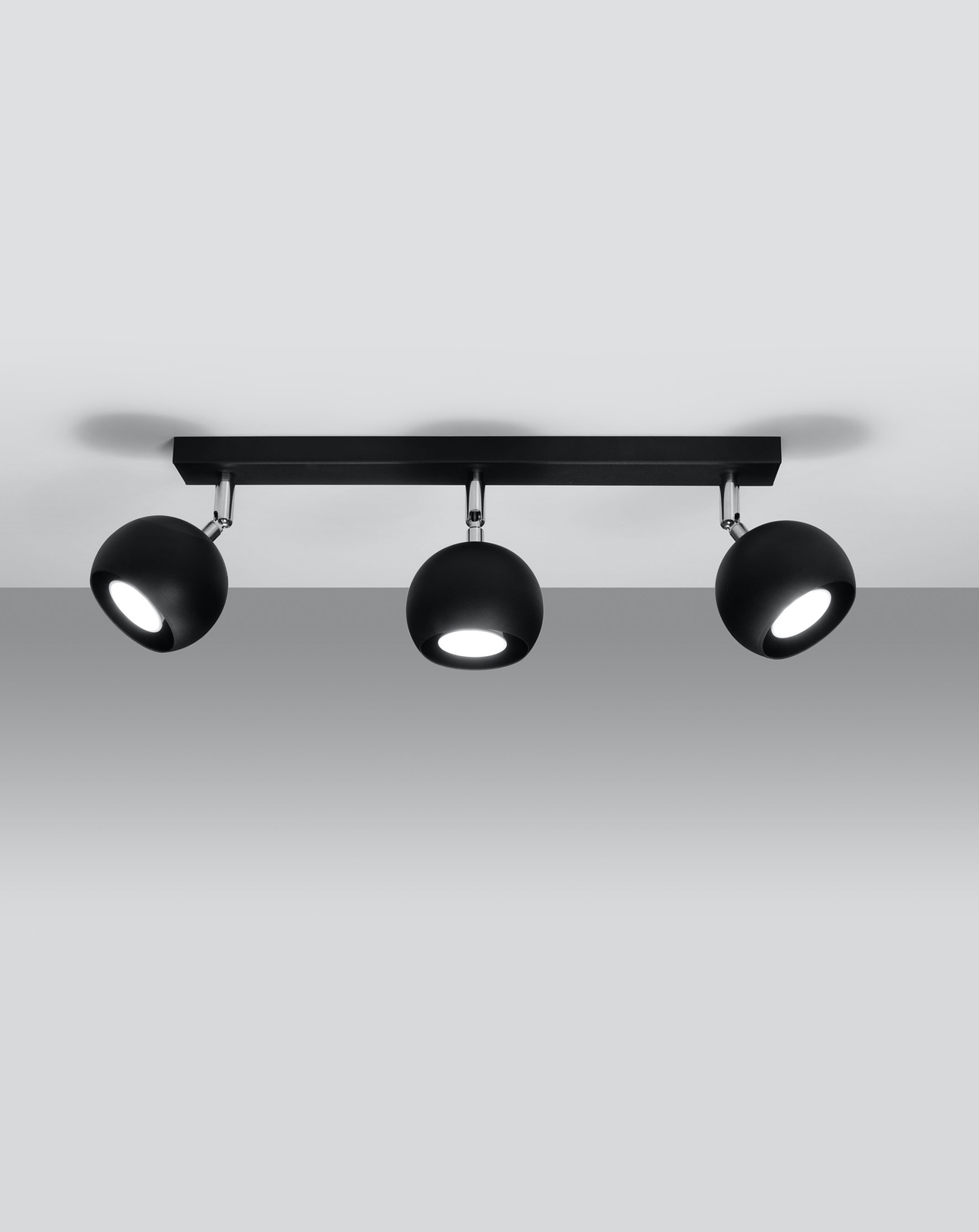 Plafond OCULARE 3 svart + 3x LED-lampa GU-10 3000K varm 7W 620lm